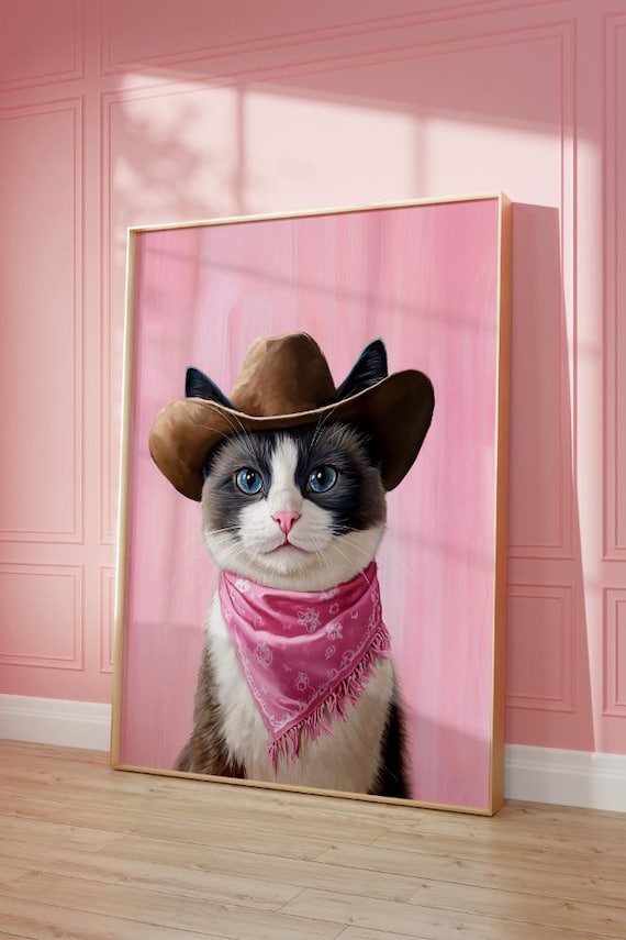 Pink Snowshoe Cat Ragdoll Print Funky Poster Preppy Art Ragdoll Cat Cute Pink Decor Cat Print Kids Room Print