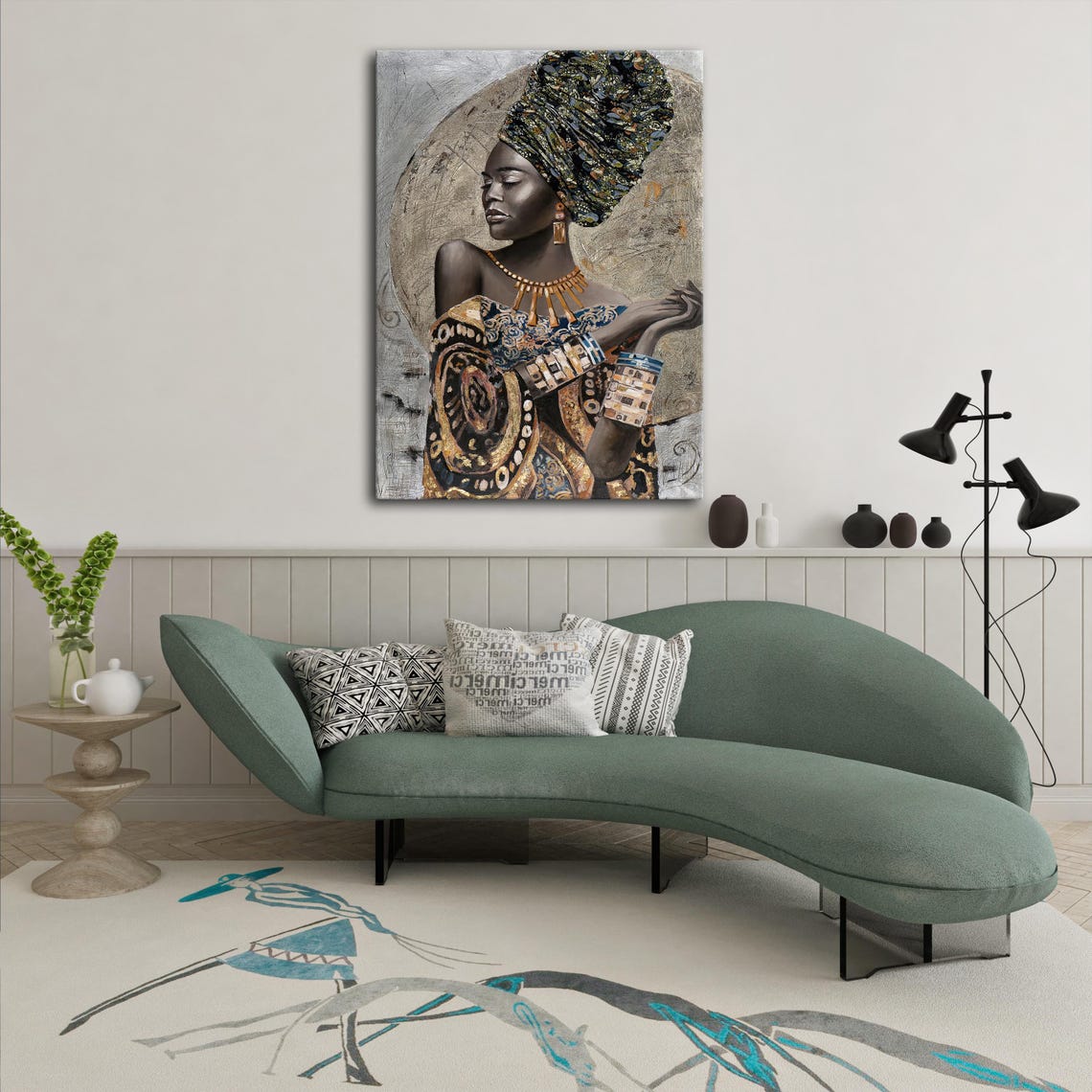 African Woman With Turban, Ethnic Fashion Art - Image 2