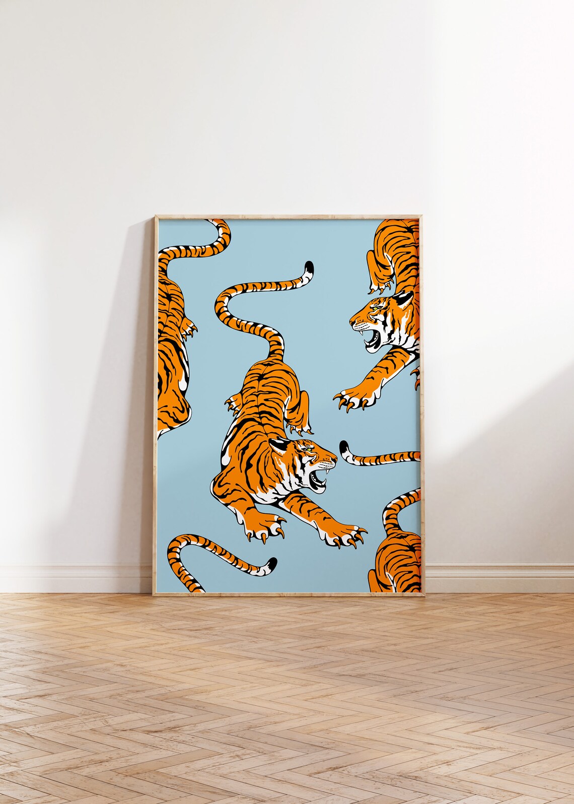 Roaring Tiger Print, Boho Jungle Animal Art Print