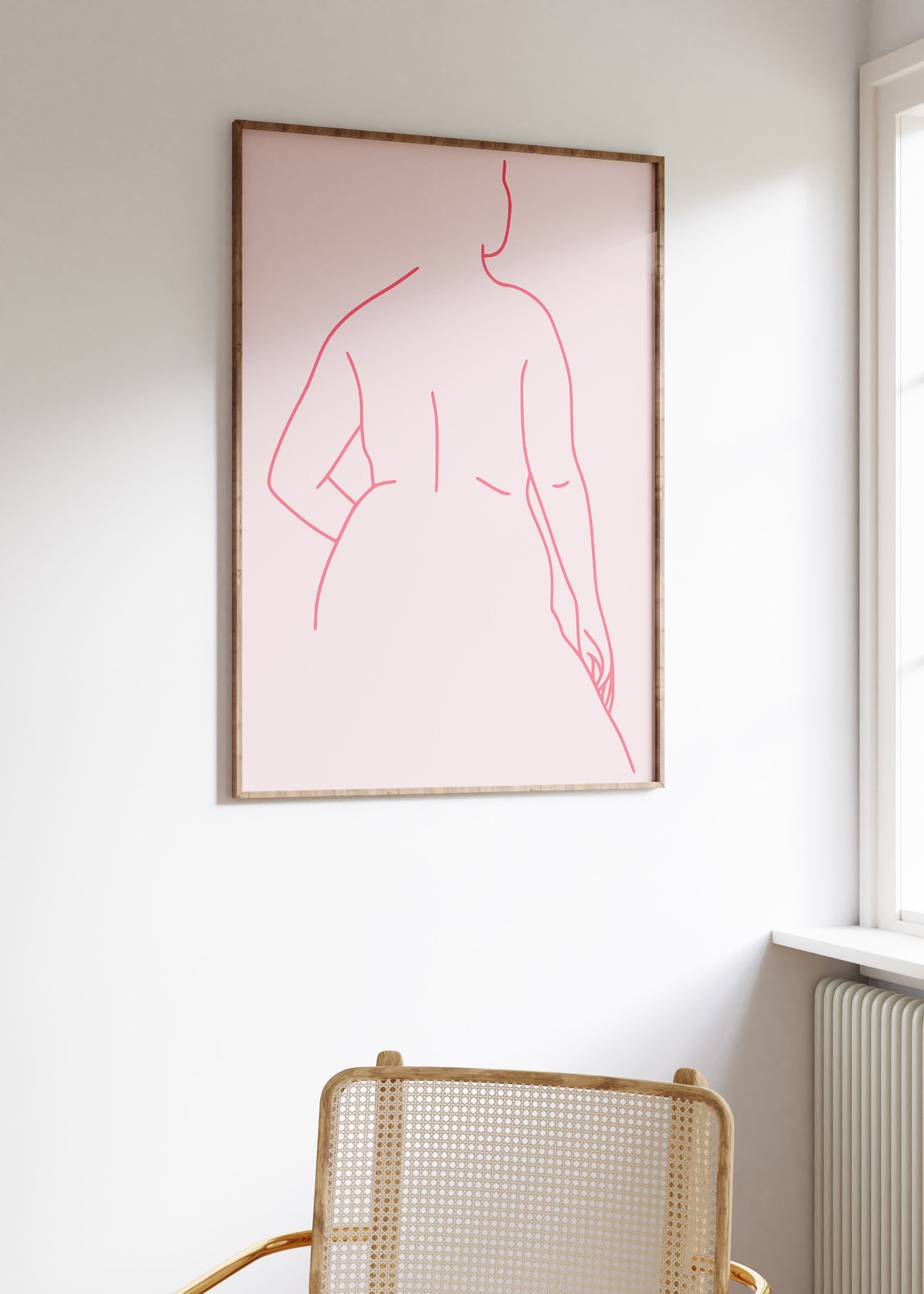 Woman Body Line Art Pink Minimalist Curvy Feminine Beauty Poster - Image 3