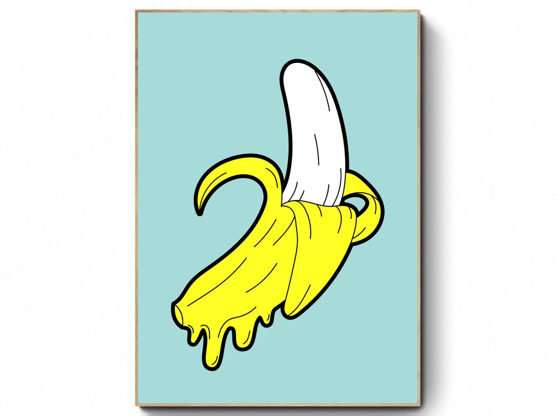 Pop Art Banana Dripping Yellow Warhol Style Bold Kitchen Poster