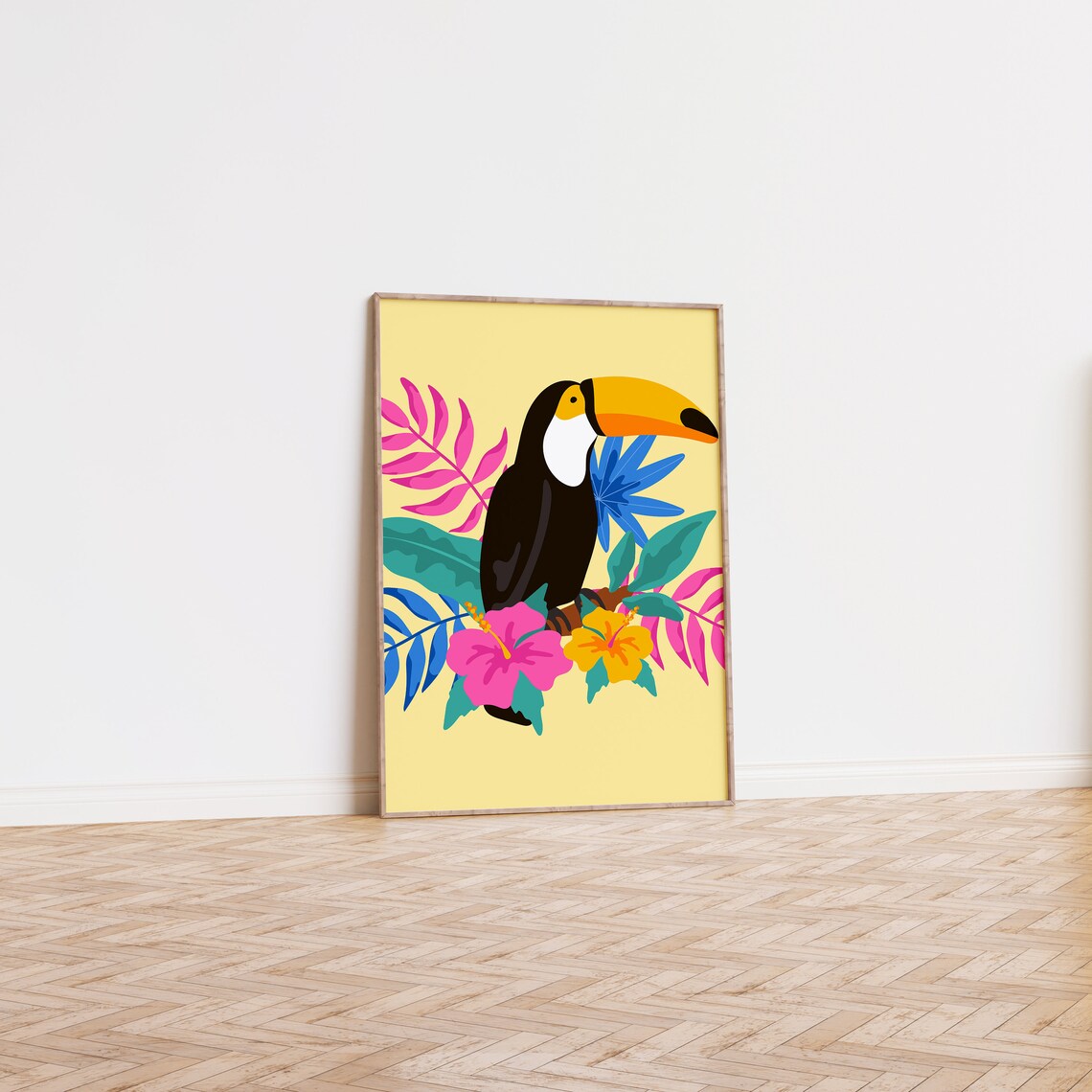 Floral Toucan Art Print, Tropical Modern Decor - Image 3