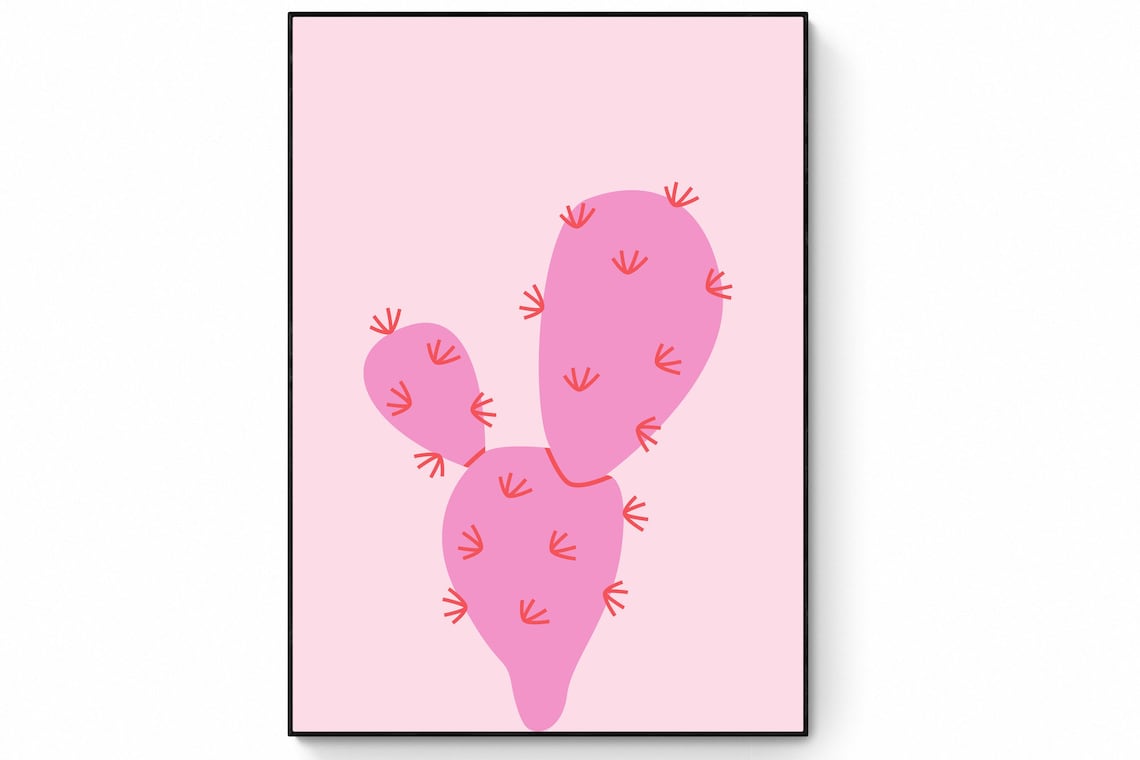 Pop Cactus Desert Print, Boho Western Wall Art