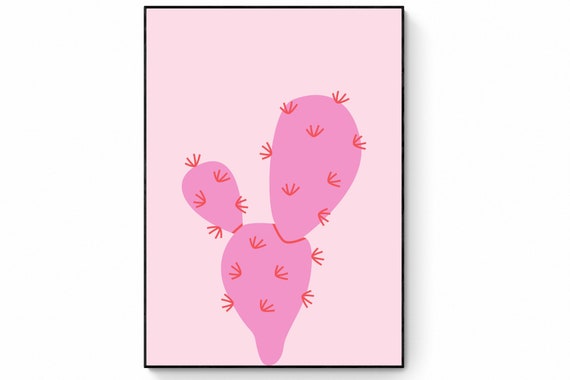 Pop Cactus Desert Print, Boho Western Wall Art