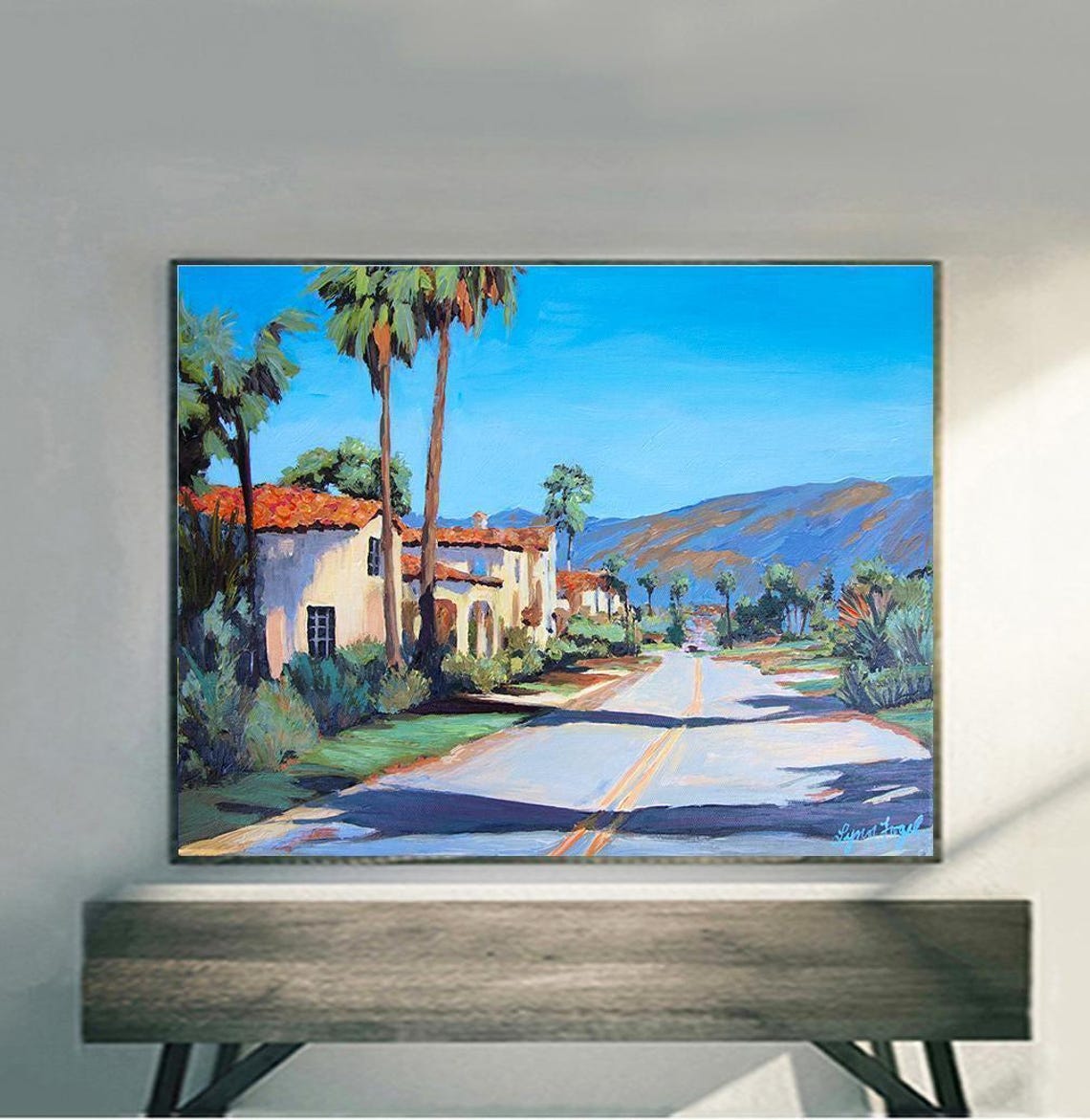 Santa Barbara Spanish Colonial Street Palms Architecture Poster