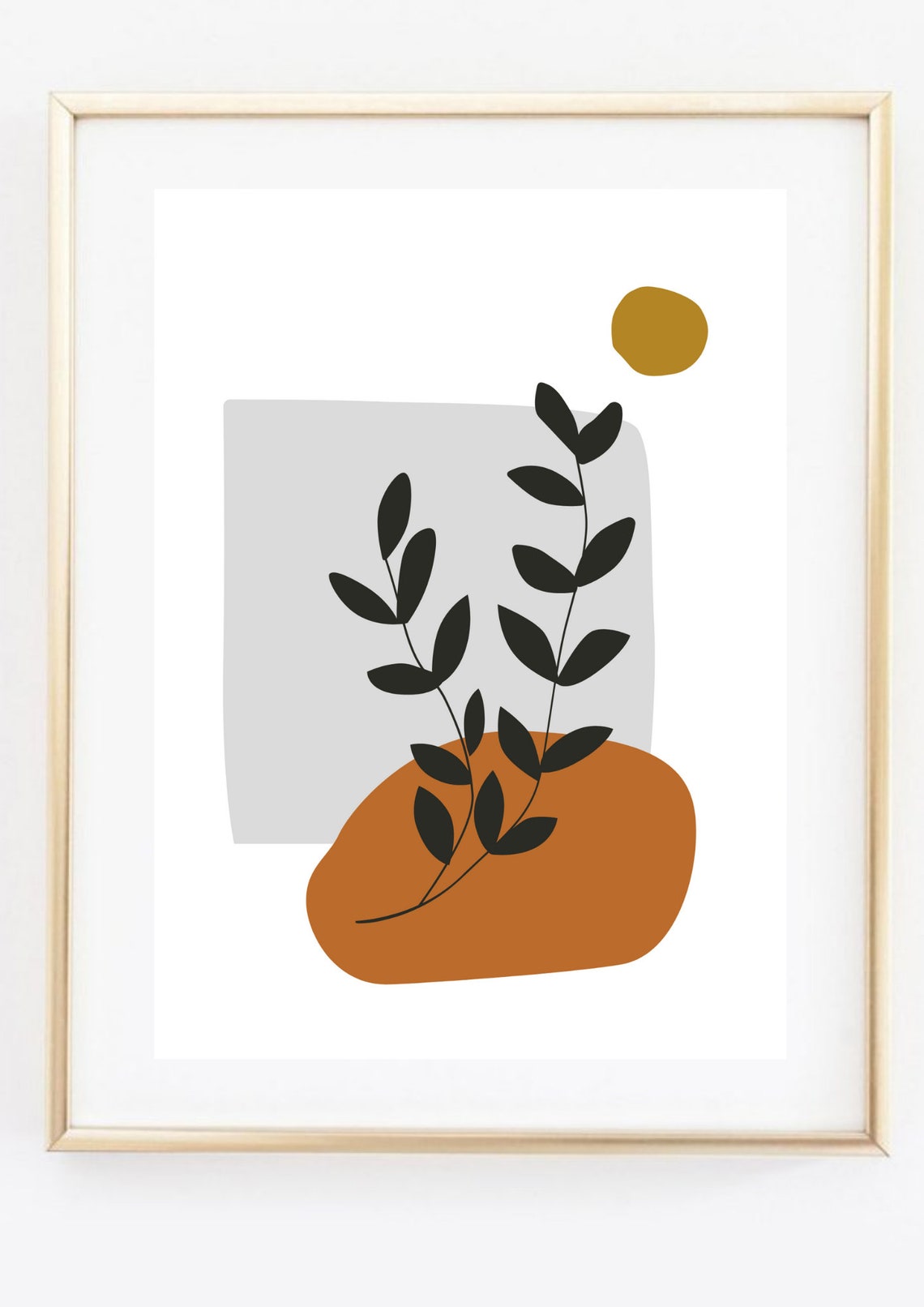 Modern Abstract Botanical Branch Sun Minimalist Art Print Poster Decor - Image 2
