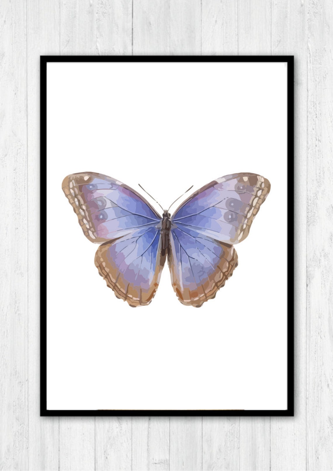 Blue Morpho Butterfly Watercolor Nature Insect Elegant Wall Art Print - Image 2