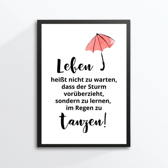 Din A4 Art Print Unframed Saying Dancing In The Rain Life Courage Encouragement Motivation Optimism Image Poster Gift