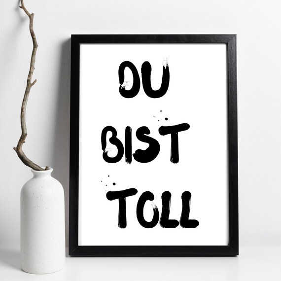 You Are Great Bold Brush Lettering German Motivation Quote Wall Art