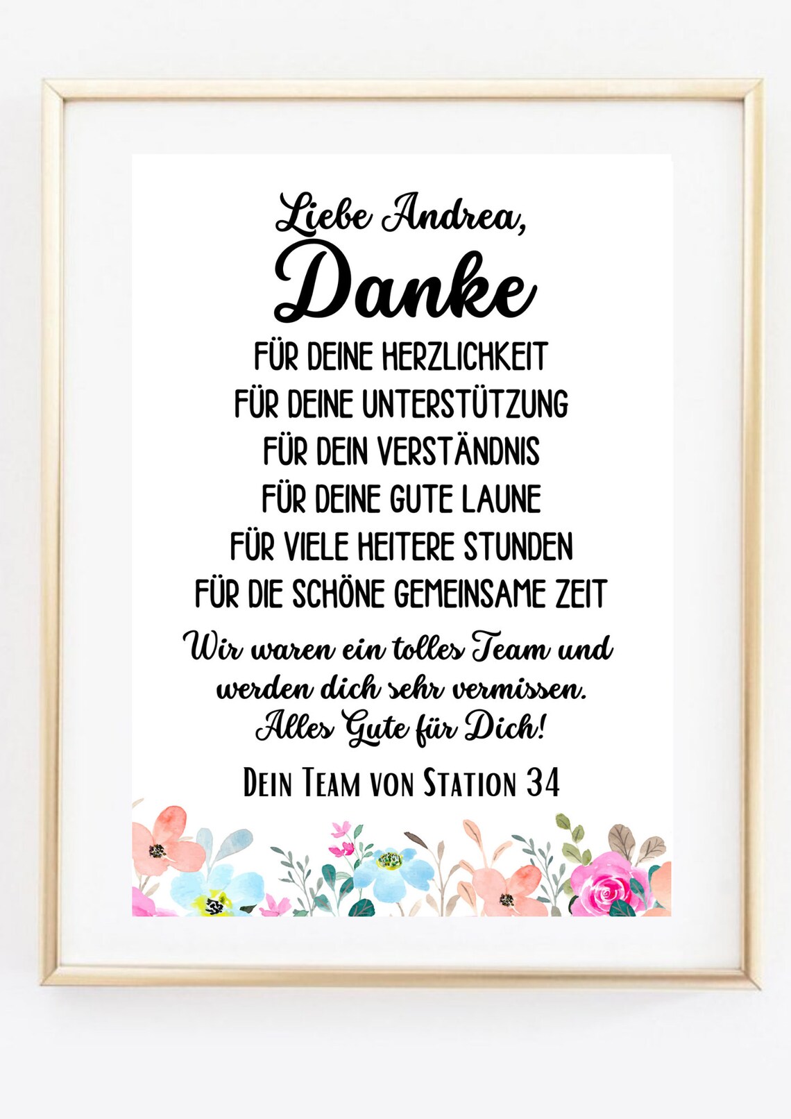 Thank You Farewell Gift Colleague Team Floral Appreciation Print - Image 3