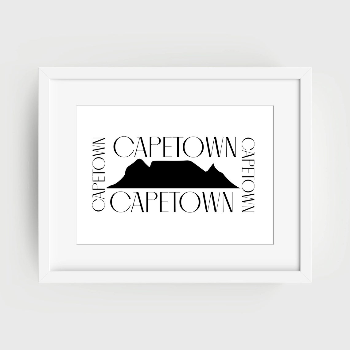 Cape Town Table Mountain Silhouette Typography Travel Poster - Image 3