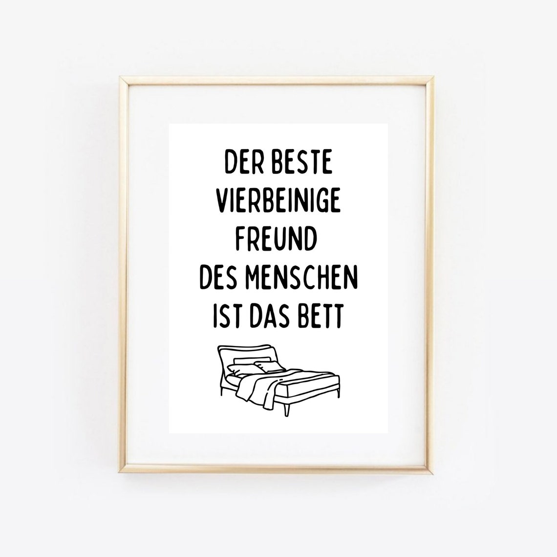 Funny German Quote Bed Typography Humor Black White Wall Art - Image 3