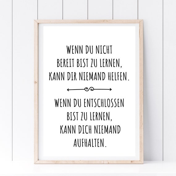 Art Print Din A4 Saying Willingness To Learn Learning Motivation Success School Job Goals Gift Print Poster Picture Without Frame