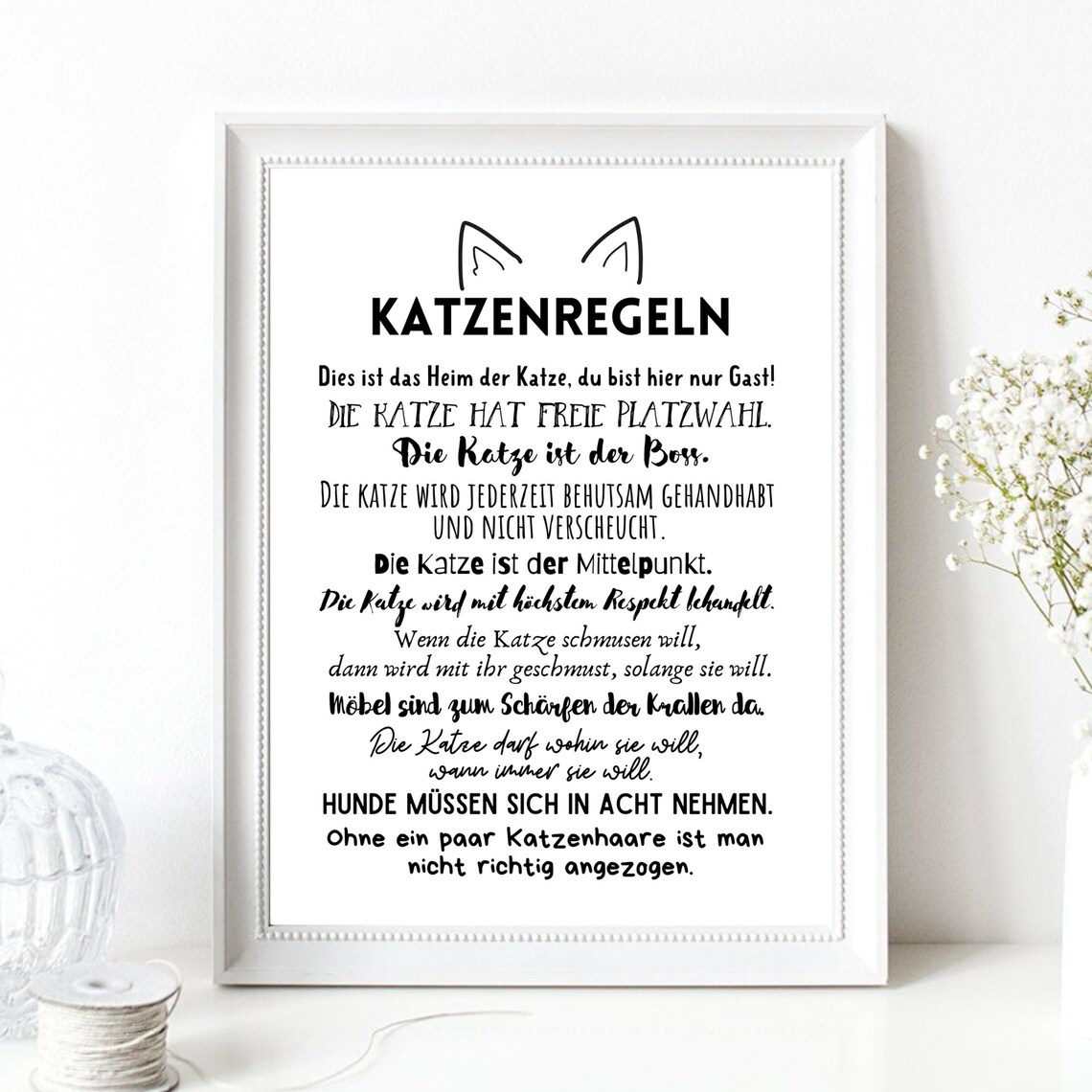 Katzenregeln German Cat Rules Funny Typography Cat Lover Wall Art Print - Image 2