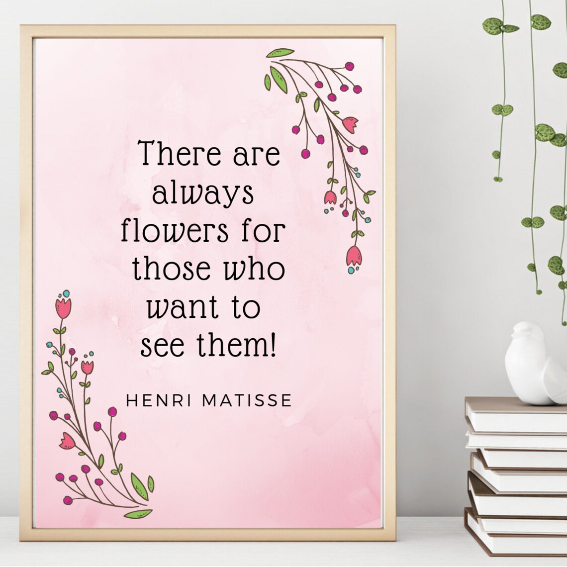 Henri Matisse Flowers Quote Pink Floral Watercolor Inspirational Art Poster - Image 2
