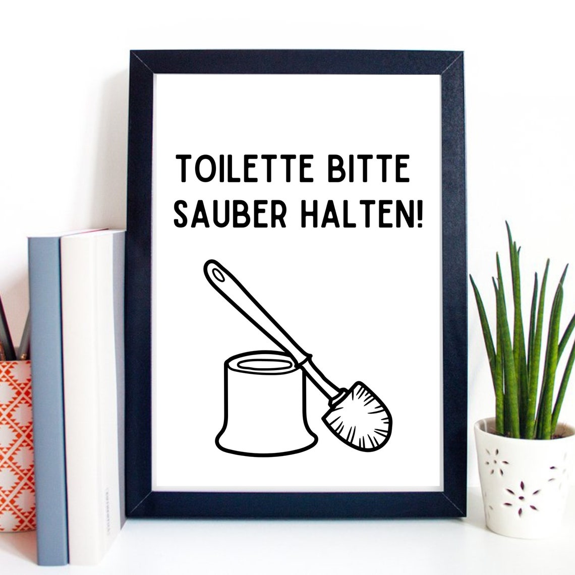 Please Keep The Toilet Clean Funny German Bathroom Saying Wall Poster - Image 3