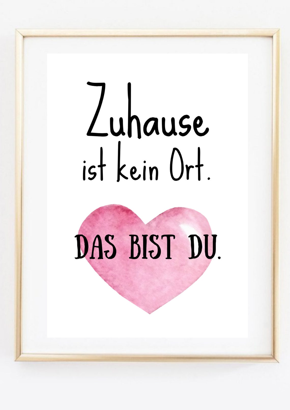 Home Is Where the Heart Is Quote with Pink Watercolor Heart Poster
