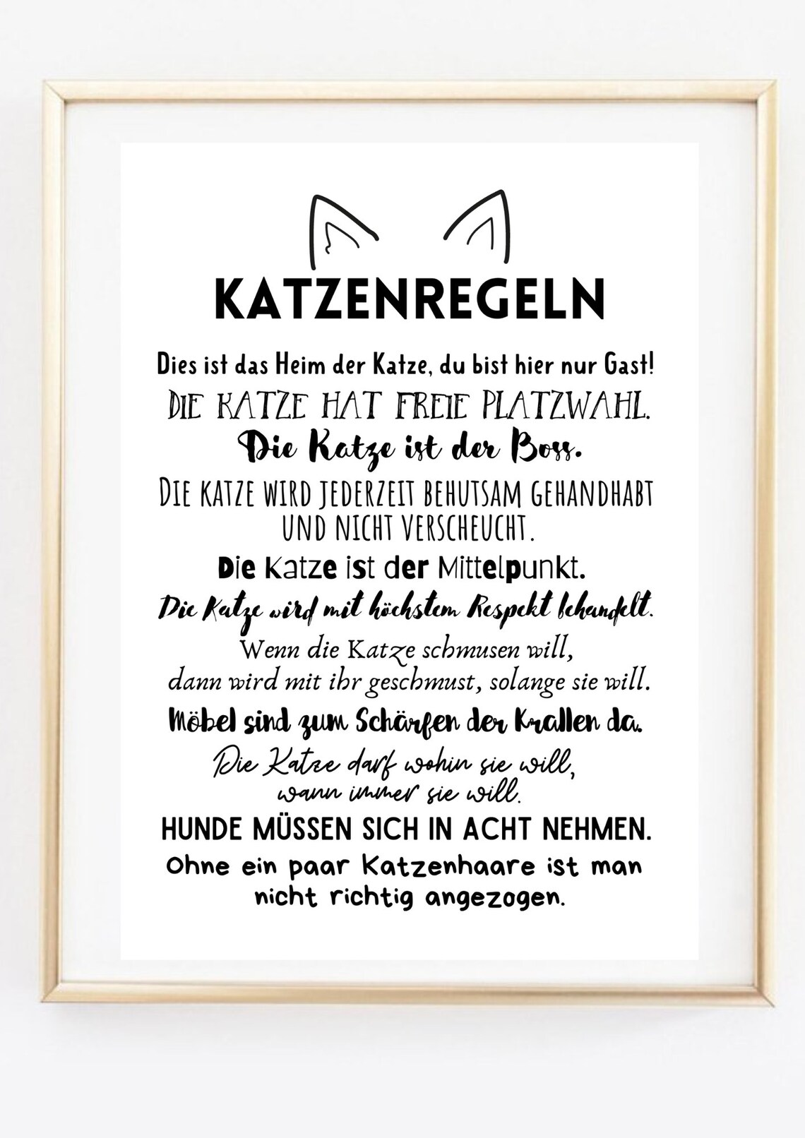 Katzenregeln German Cat Rules Funny Typography Cat Lover Wall Art Print - Image 3