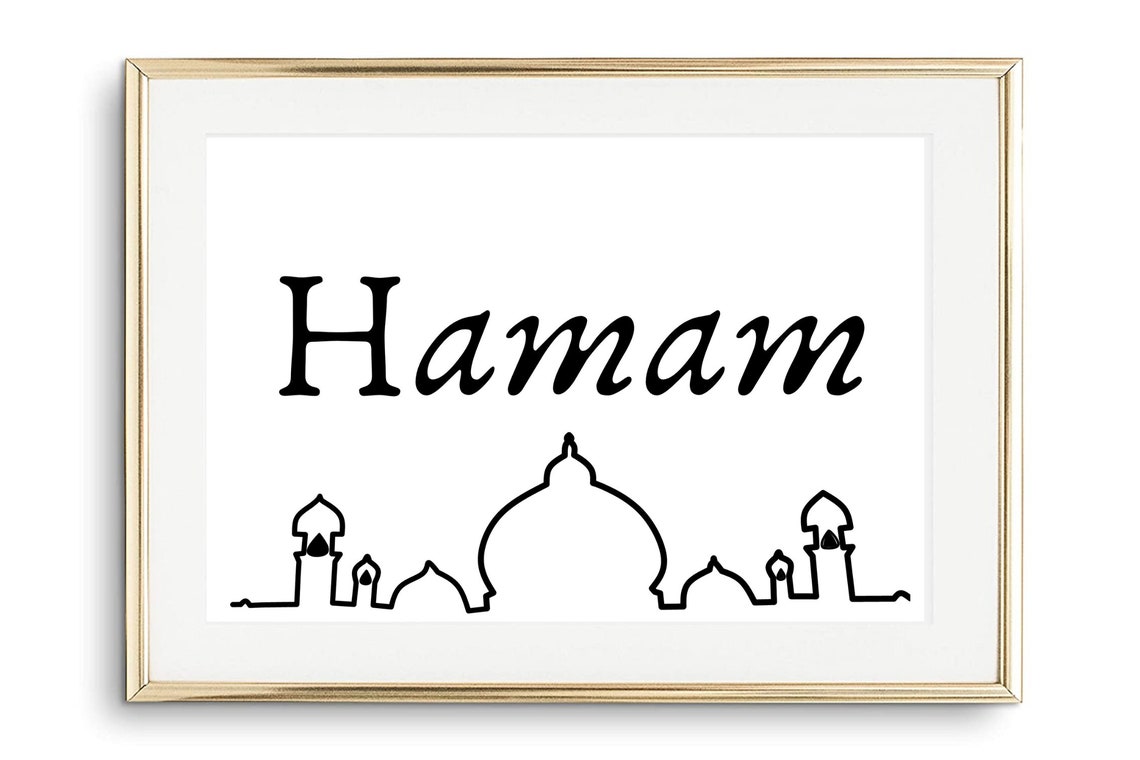 Hamam Turkish Bath Word Art with Mosque Line Drawing Wall Poster - Image 2