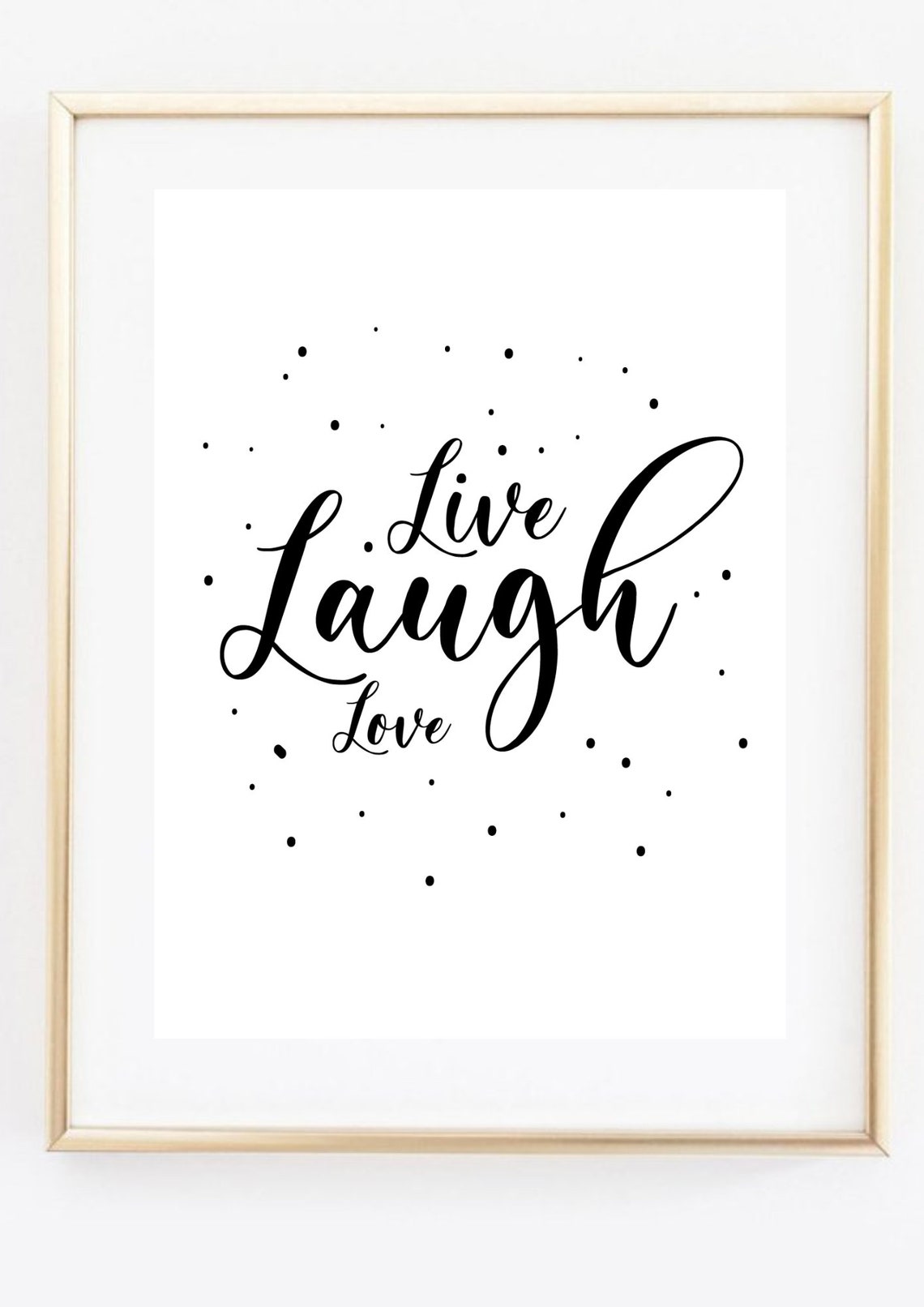 Live Laugh Love Script Calligraphy Quote Poster Minimalist Black White - Image 3