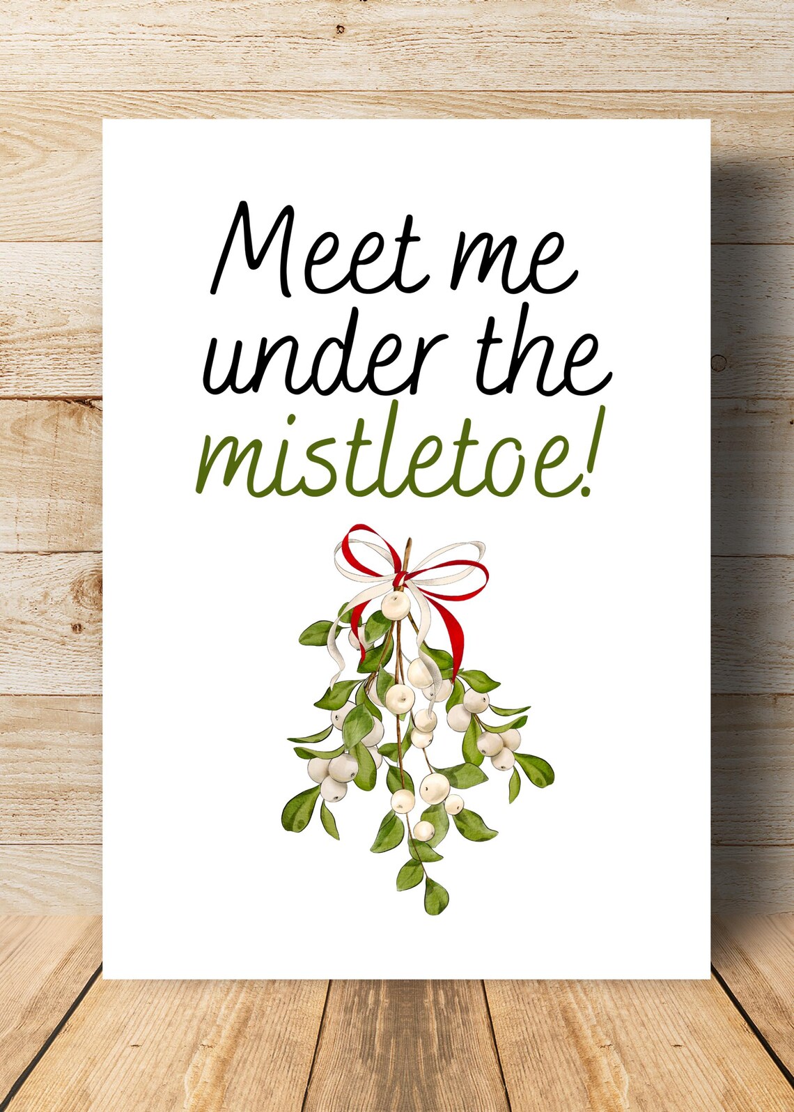 Meet Me Under The Mistletoe Christmas Quote Holiday Season Art Poster - Image 2
