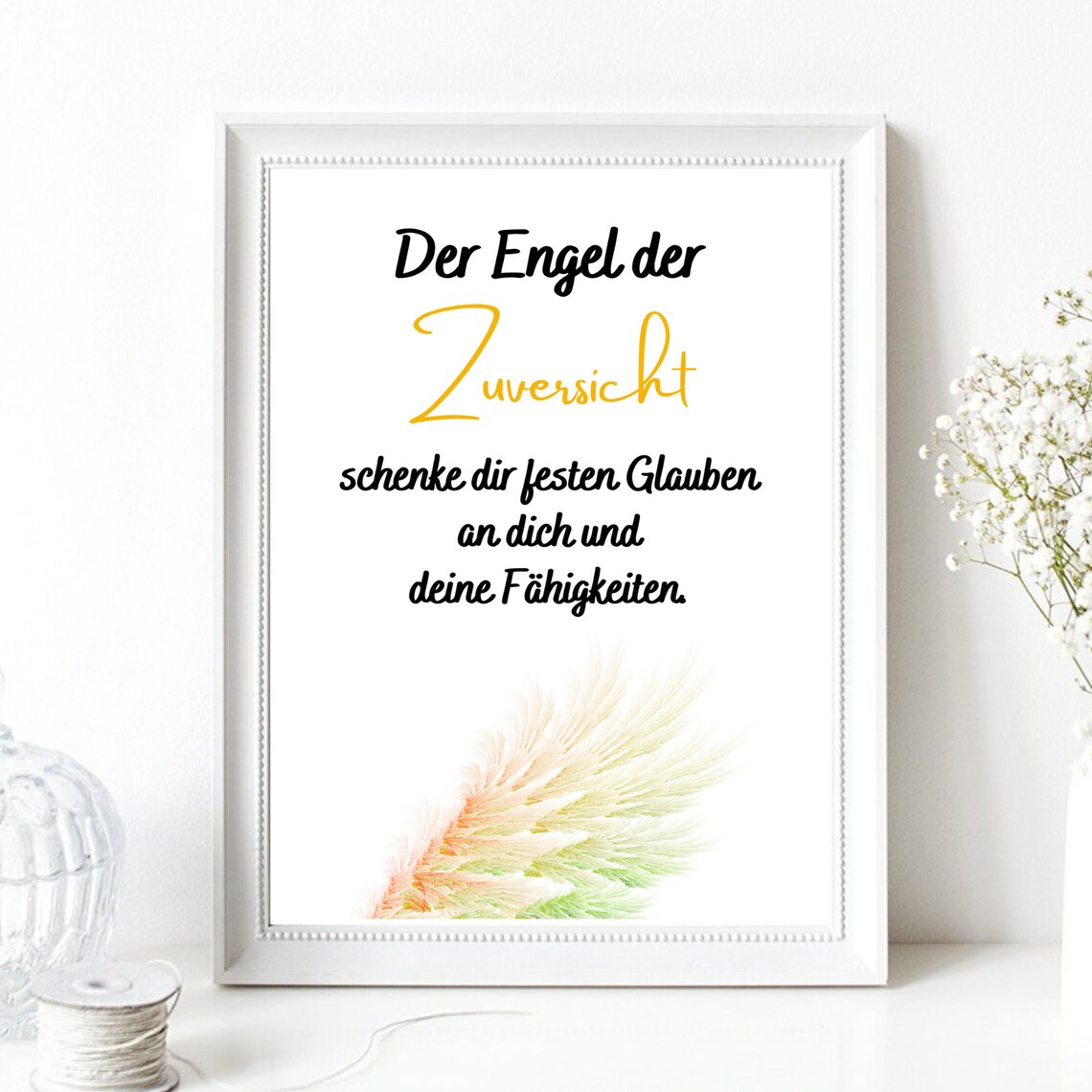 Angel Of Confidence German Blessing Pastel Wing Inspirational Gift Poster - Image 2