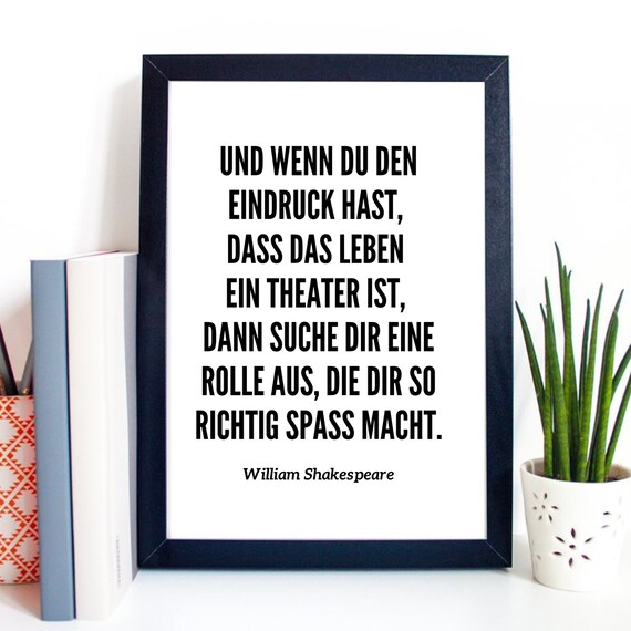 William Shakespeare Theater of Life German Quote Typography Poster