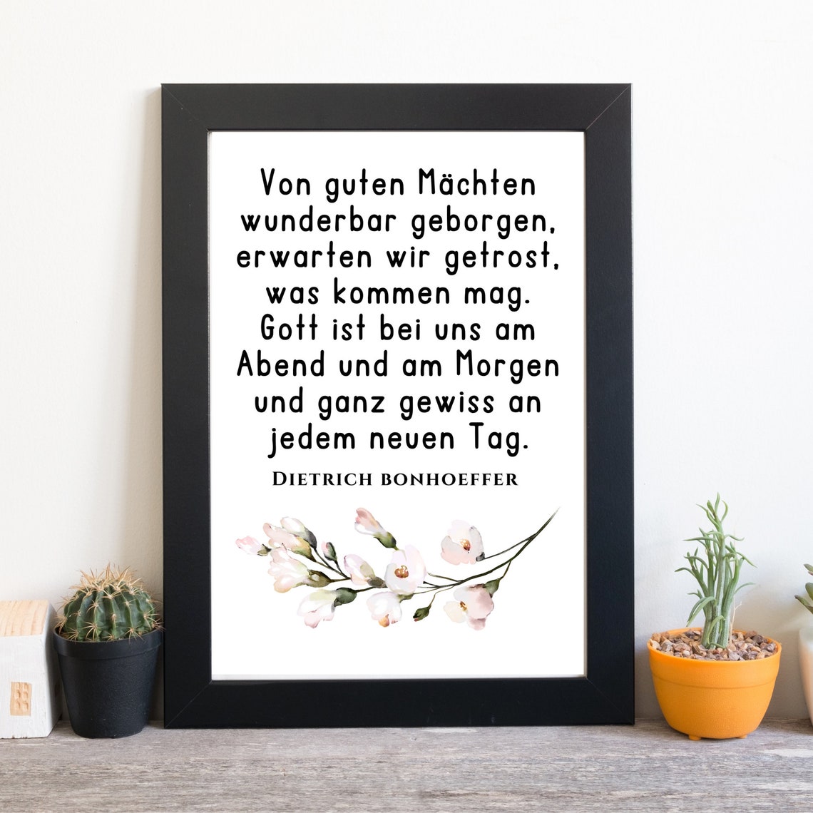 Dietrich Bonhoeffer Faith Quote German Floral Typography Poster - Image 3