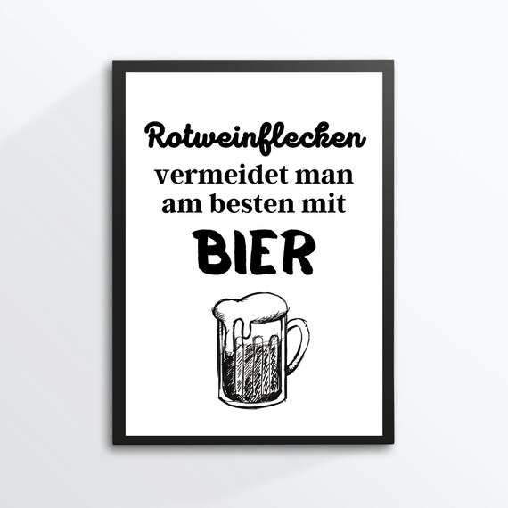 Funny Beer Quote German Bar Saying Kitchen Typography Humor Wall Art Poster