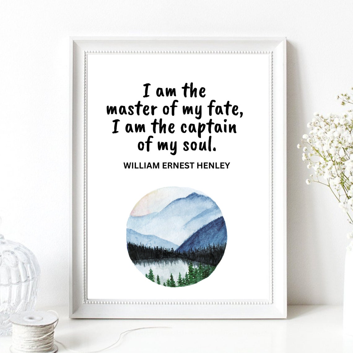 Din A4 Art Print Without Frame Quote William Ernest Henley I Am The Master Of My Fate Captain Of My Soul Motivational Picture Poster - Image 2