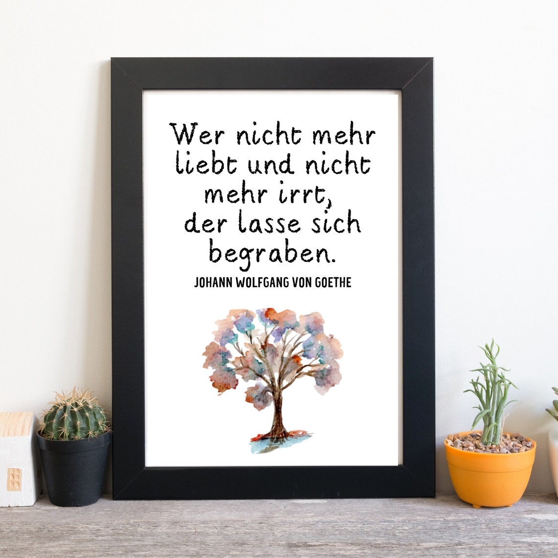 Goethe Love And Error Quote Watercolor Tree Motivational Wall Poster - Image 3