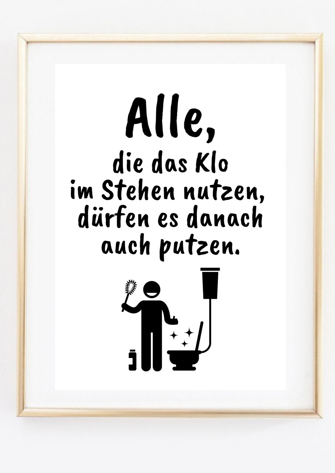 Funny German Bathroom Toilet Cleaning Rule Quote Sign Wall Art Poster - Image 3