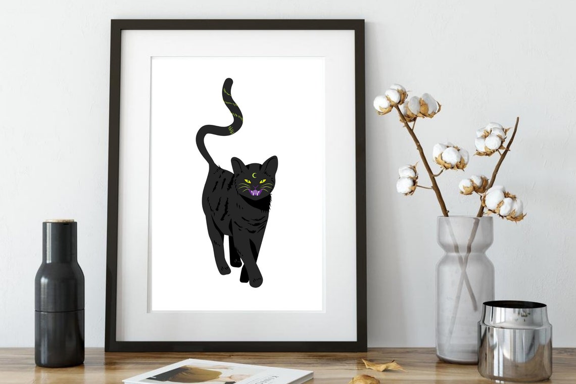 Din A4 Picture Art Print Without Frame Mystical Cat Wicca Gothic Occultism Occult Poster Gift - Image 3