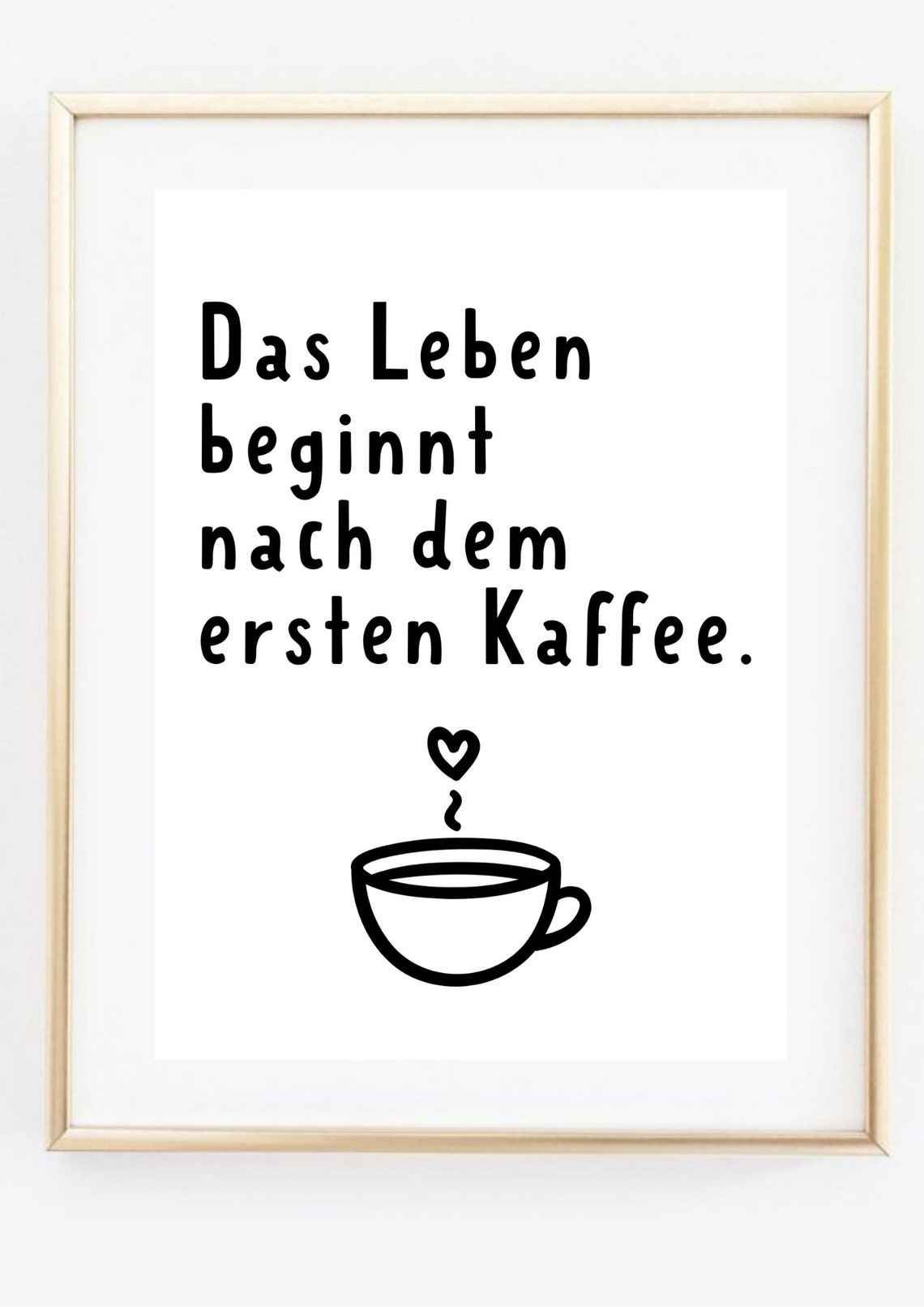 German Quote Life Begins After First Coffee Cup Typography Wall Art - Image 2