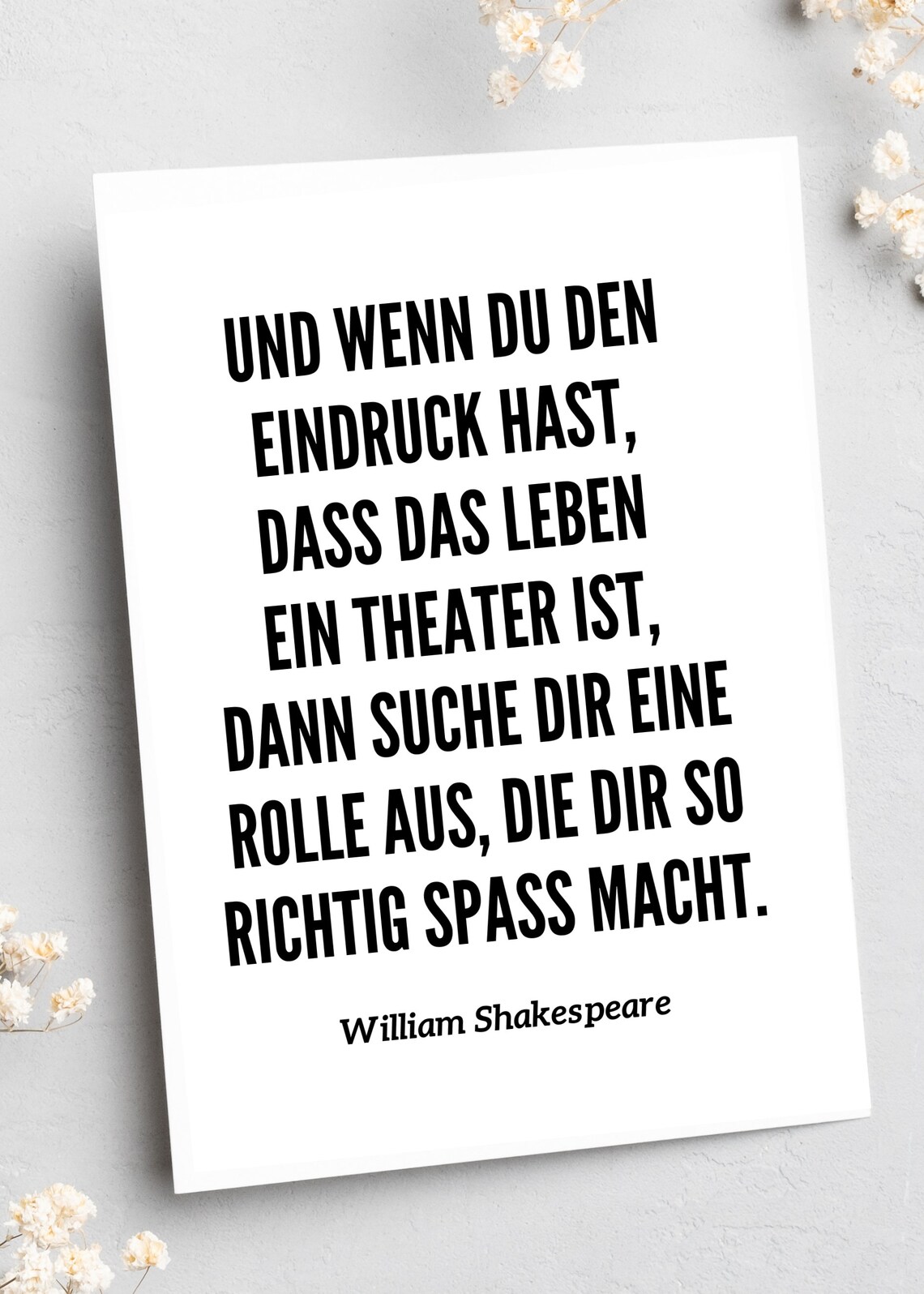 William Shakespeare Theater of Life German Quote Typography Poster - Image 2