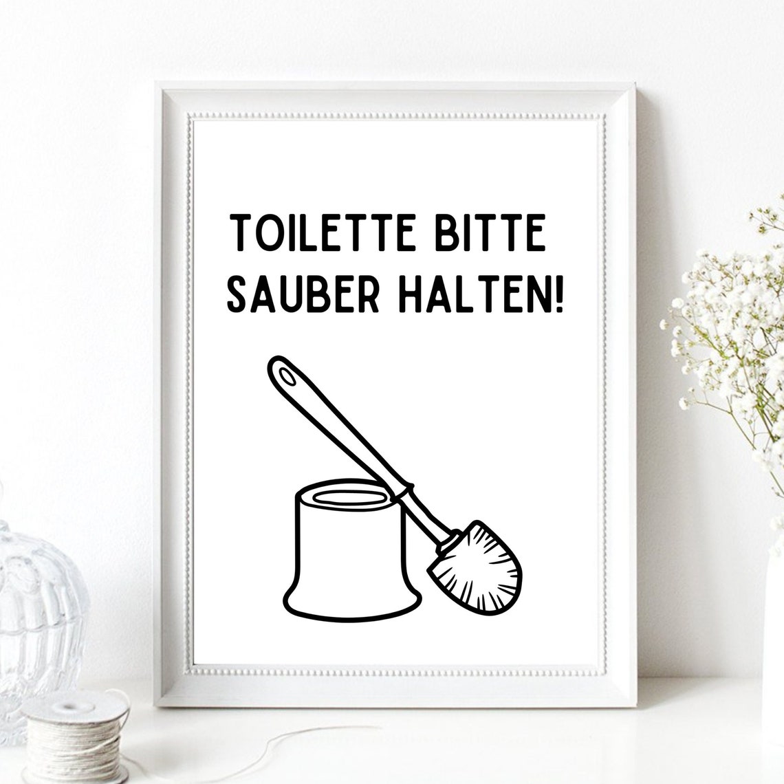 Please Keep The Toilet Clean Funny German Bathroom Saying Wall Poster