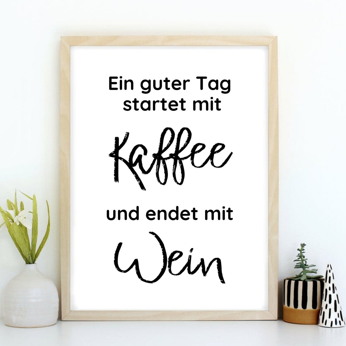 Coffee and Wine German Kitchen Saying Typography Poster Print Wall Art - Image 2