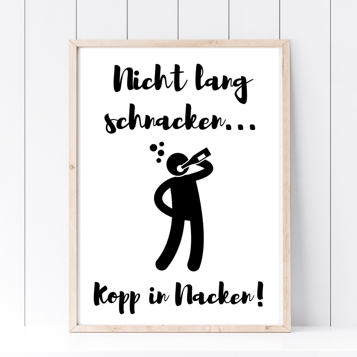 Funny German Party Quote Toasting Silhouette Bar Decor Poster Print Art