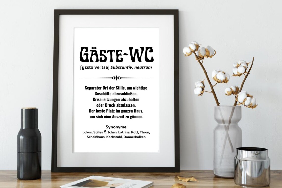 Guest Toilet Dictionary Definition Funny Bathroom Humor Wall Art - Image 2