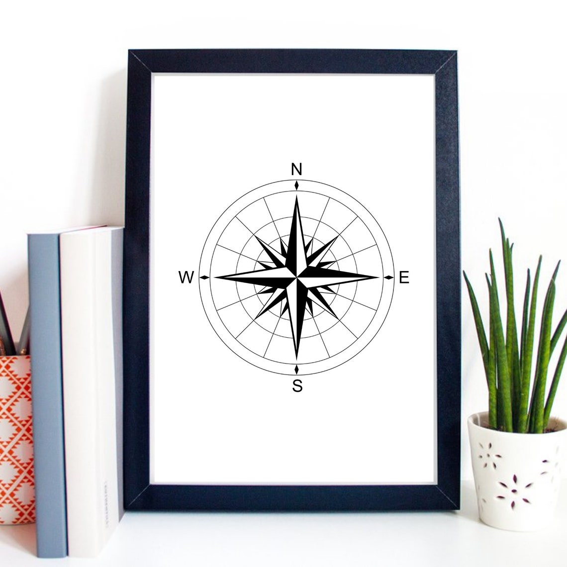 Din A4 Art Print Without Frame Compass Cardinal Directions North South East West Poster Picture Decoration Gift - Image 2