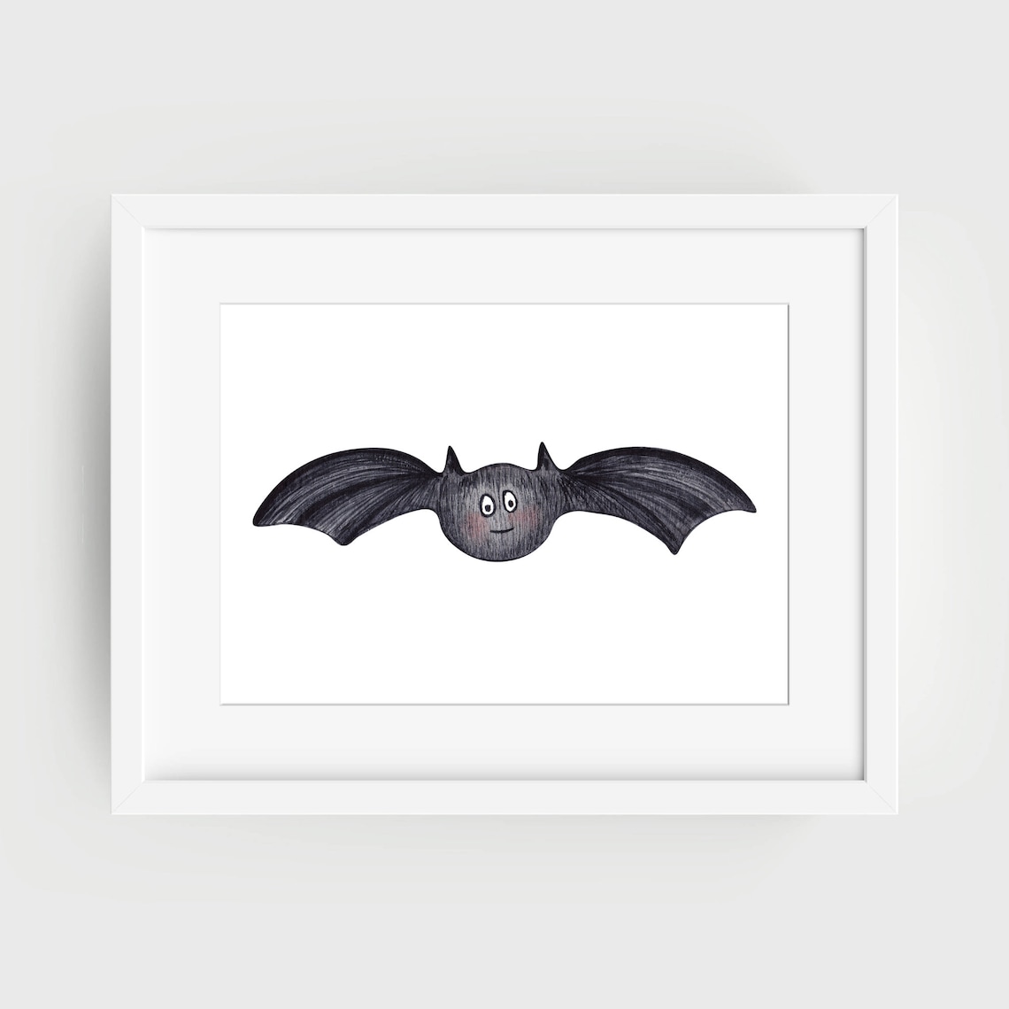 Cute Smiling Bat Cartoon Watercolor Kids Nursery Animal Wall Poster - Image 3
