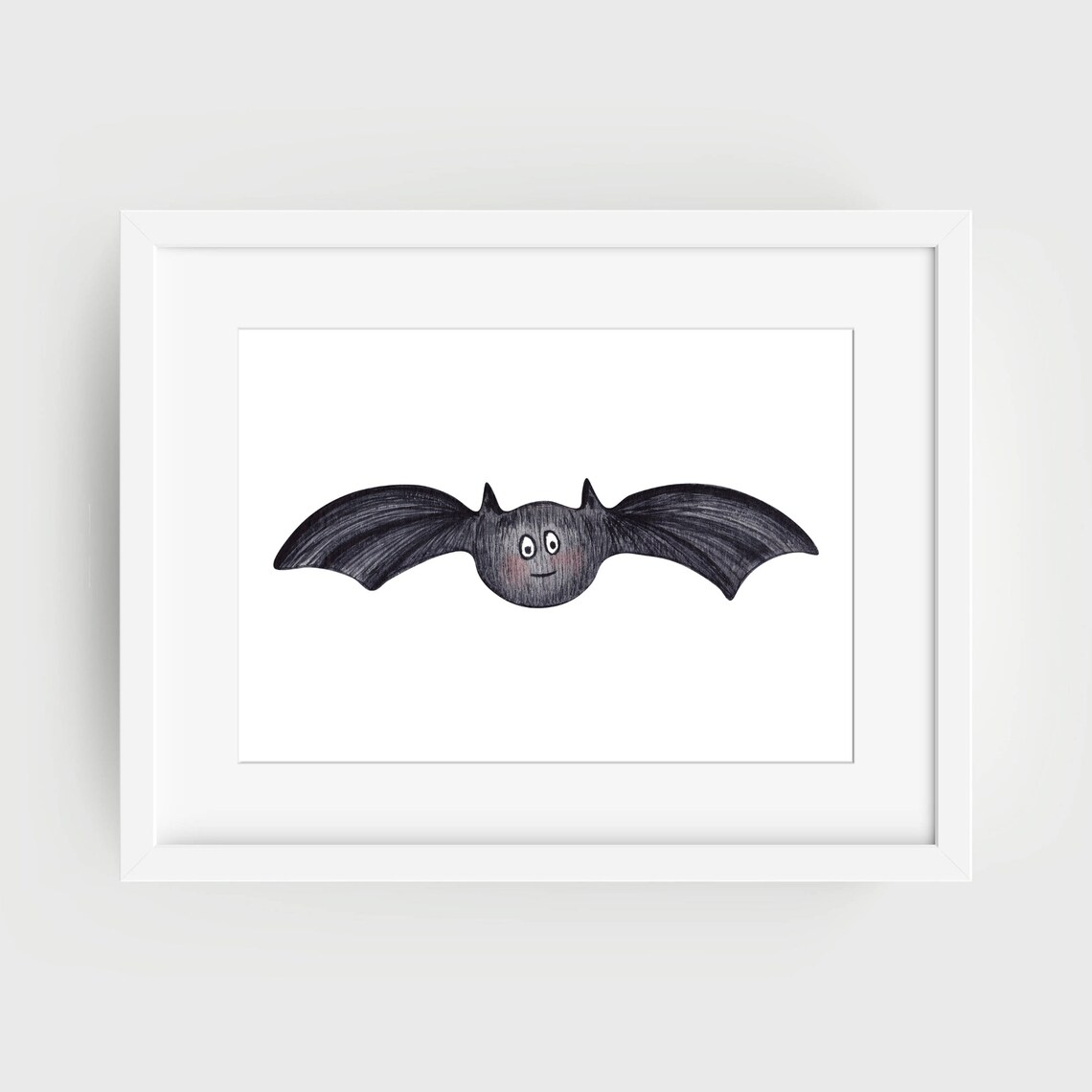 Din A4 Art Print Without Frame Funny Bat Watercolor Nature Mammal Comic Style Image Poster Print - Image 3