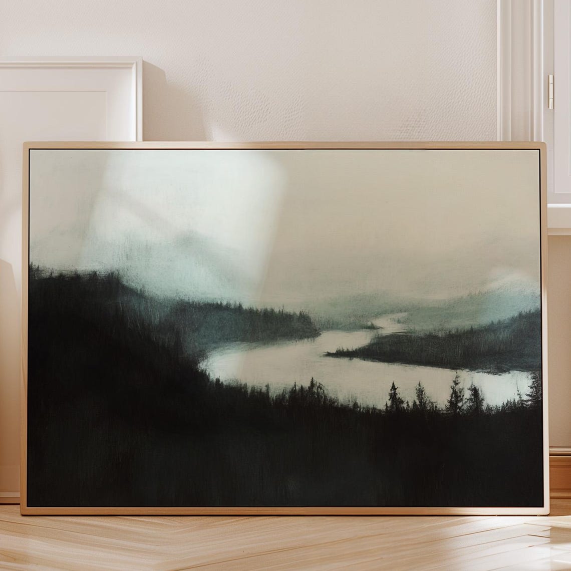 Winter River In The Mountains, Rustic Landscape - Image 4