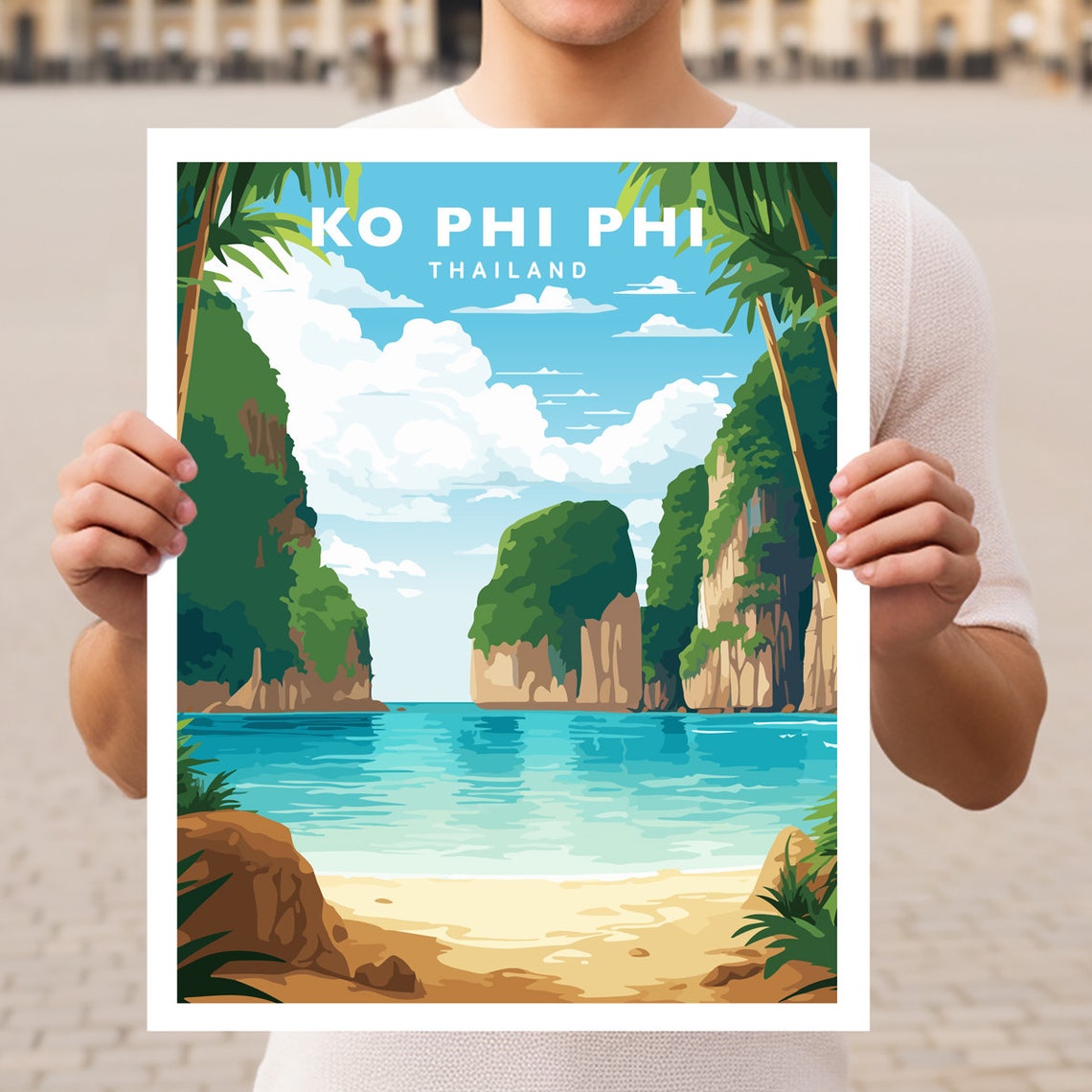 Ko Phi Phi Thailand Maya Bay Limestone Jungle Cliffs Lagoon Poster