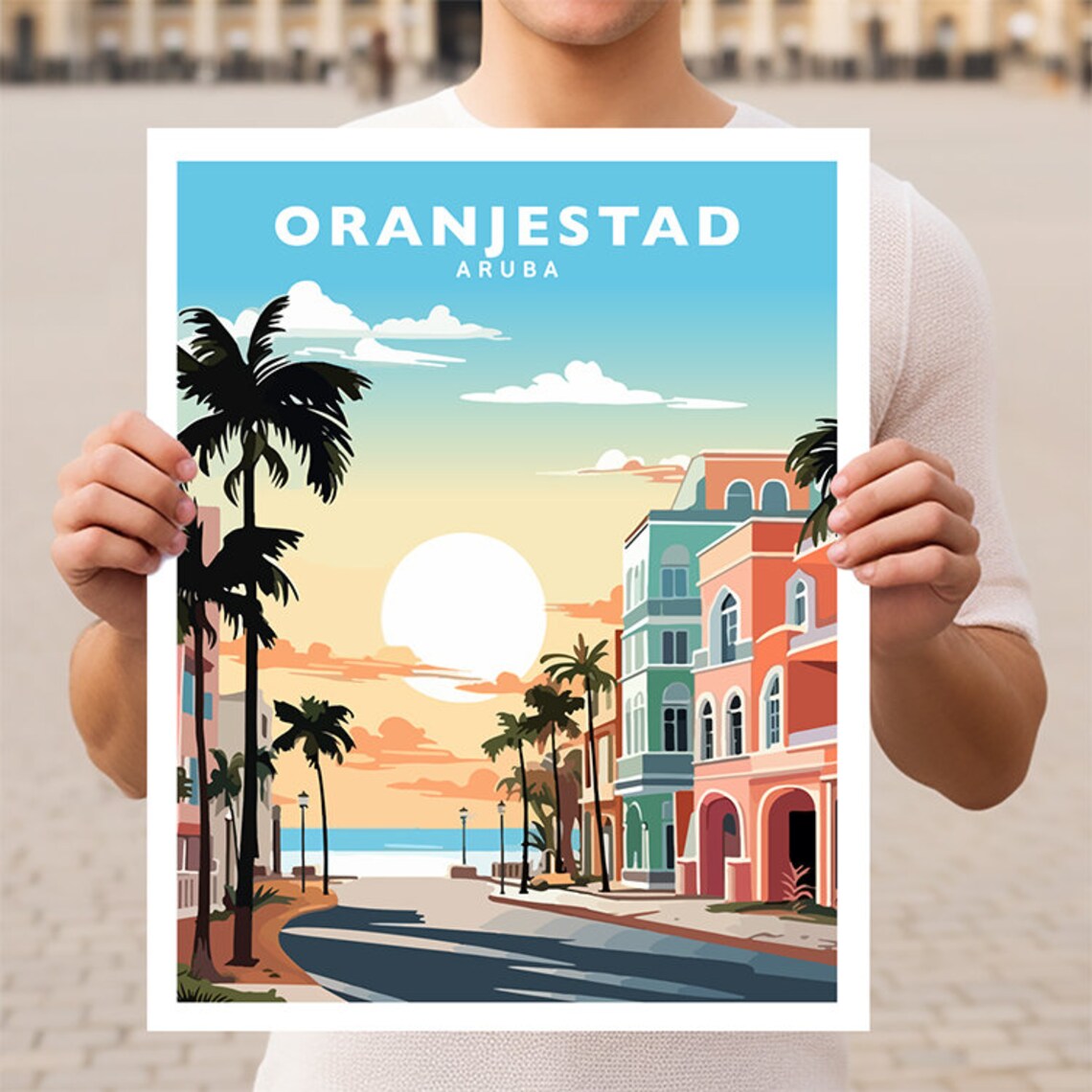 Oranjestad Aruba Travel Poster, Latin America
