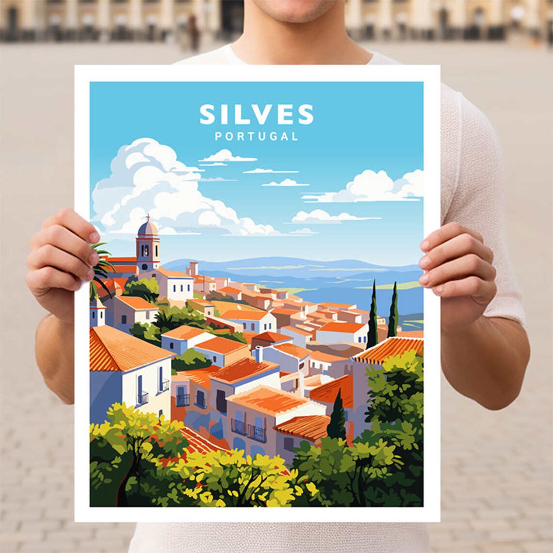 Silves Portugal Algarve Historic Hilltop Castle Town Travel Poster