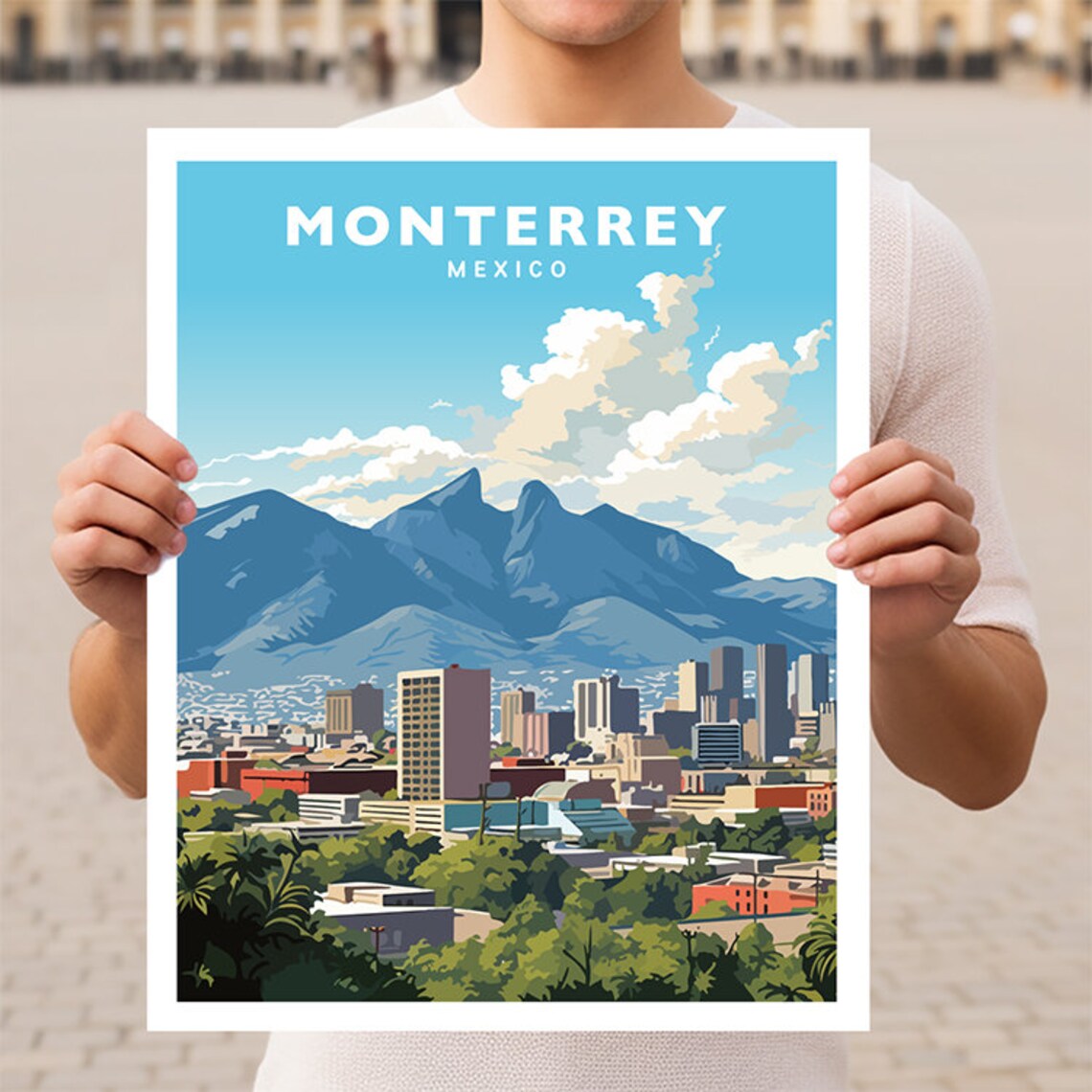 Monterrey Mexico Travel Poster, Nuevo Leon