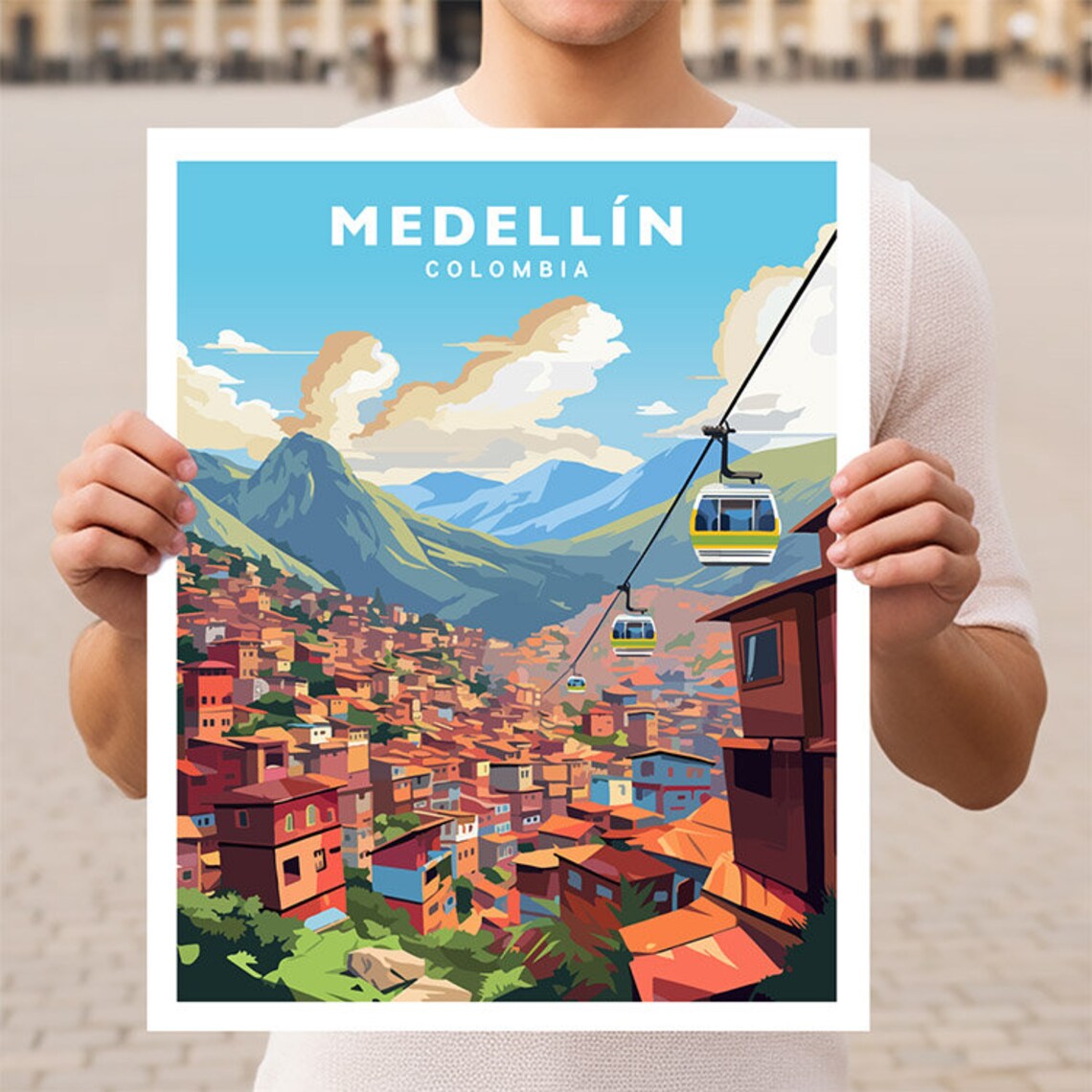Medellín Colombia Travel Poster, City Wall Art
