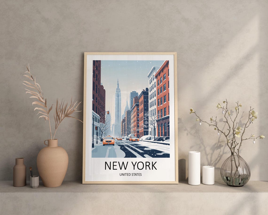 New York Print New York Gifts New York Poster New York City Travel Print New York Winter Empire State New York Taxi New York Wall Art - Image 2