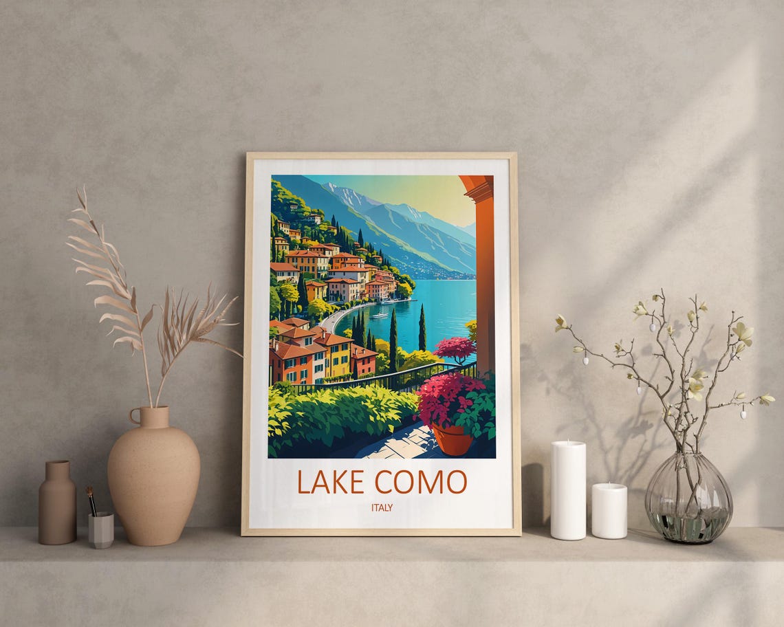 Lake Como Print Italy Print Lake Como Art Italian Prints Lake Como Poster Lake Como Italy Art Italy Travel Print Travel Memories Gift - Image 3
